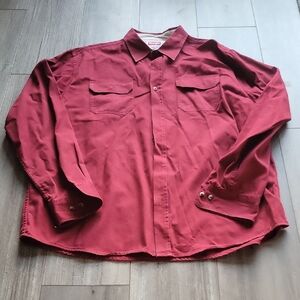 Wrangler Men's Casual Button Down Shirt - Burgundy